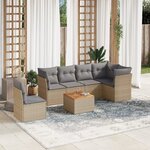vidaXL Salon de jardin avec coussins 7Pièces mélange beige résine tressée