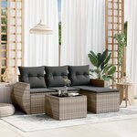 vidaXL Salon de jardin 5 Pièces avec coussins gris résine tressée