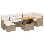 vidaXL Salon de jardin avec coussins 8 Pièces beige résine tressée