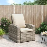 vidaXL Fauteuil inclinable de jardin avec coussins marron clair rotin