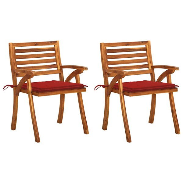 vidaXL Chaises à manger de jardin avec coussins lot de 2 Acacia massif