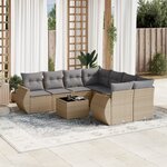 vidaXL Salon de jardin avec coussins 9 Pièces beige résine tressée