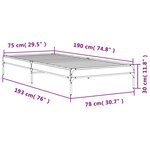 vidaXL Cadre de lit chêne marron 75x190 cm bois d'ingénierie et métal