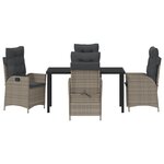 vidaXL Ensemble de Salle à Manger de Jardin de 5 Pièces avec Coussins Gris Rattan Poly