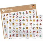 Lot de 120 autocollants de Noël étoiles Père Noël pain d'épices AVERY ZWECKFORM