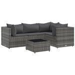 vidaXL Salon de jardin 5 Pièces avec coussins Gris Résine tressée