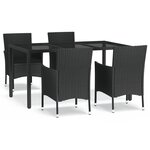 vidaXL Ensemble à manger de jardin coussins 5Pièces Noir Résine tressée