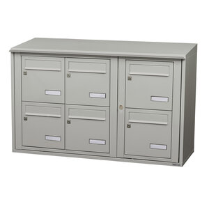 Bloc collectif leabox.com 3x2 grade 3 simple face Extérieur fixation murale Gris agate RAL 7038 finition brillante