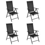 vidaXL Chaises pliables de jardin 4 Pièces Aluminium et textilène Noir