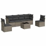 vidaXL Salon de jardin avec coussins 7 Pièces gris résine tressée