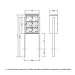 Bloc collectif Leabox  2x3  grade 3  simple face  Extérieur  sur pieds à sceller  Noir 9005 finition brillante