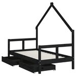 vidaXL Cadre de lit pour enfant tiroirs noir 80x160 cm bois pin massif