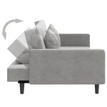 vidaXL Canapé-lit à 2 places avec deux oreillers Gris clair Velours