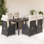 vidaXL Ensemble à manger de jardin coussins 7Pièces Noir Résine tressée