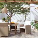 vidaXL Chaises de jardin avec coussins lot de 4 Résine tressée Beige