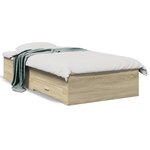 vidaXL Cadre de lit et tiroirs chêne sonoma 90x190cm bois d'ingénierie