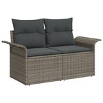vidaXL Ensemble de canapés de jardin de 11 pièces avec coussins gris en poly rotin