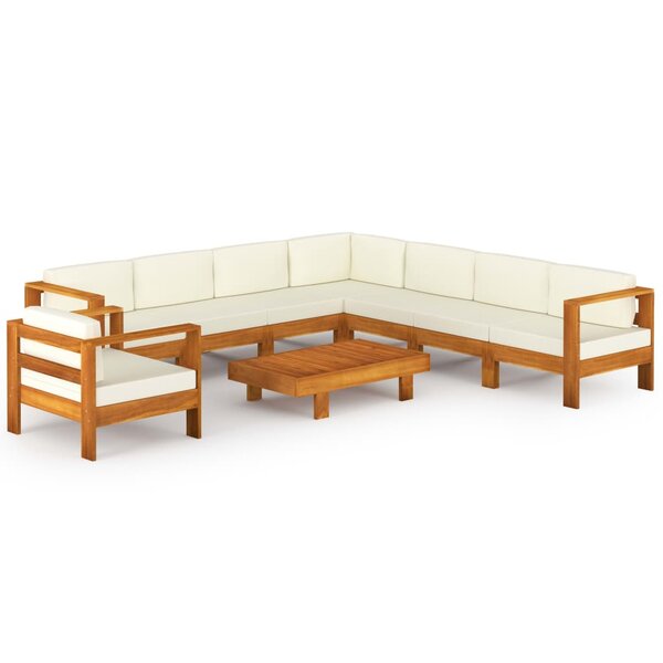 vidaXL Salon de jardin 9 pièces avec coussins 100 x 60 cm Bois d'acacia