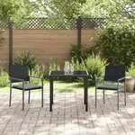 vidaXL Set de jardin 3 pièces avec coussins noir poly rattan
