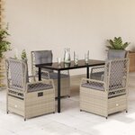 vidaXL Ensemble à manger de jardin avec coussins 5Pièces Beige poly rotin