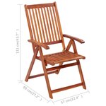 vidaXL Chaises pliables de jardin 3 Pièces avec coussins Bois d'acacia