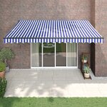 vidaXL Auvent rétractable automatique bleu et blanc 4x3 m