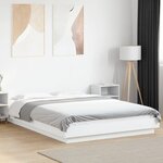 vidaXL Cadre de lit avec lumières LED blanc 135x190 cm bois ingénierie