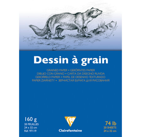 Bloc dessin grain fin encollé 24x32 20F 160g CLAIREFONTAINE