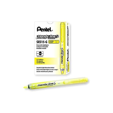 Pentel Surligneur Handy Line S SXS15, jaune , lot de 12