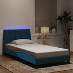 vidaXL Cadre de lit avec lumières LED bleu 100x200 cm velours