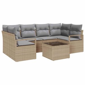 vidaXL Ensemble de canapé de jardin 7 Pièces Beige et gris