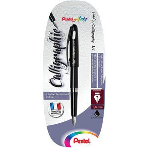 Stylo plume calligraphie trc1-14a pointe 1 4mm noir pentel
