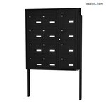 Bloc collectif Leabox 3x4 grade 3 simple face extérieur sur pieds à sceller noir 9005 finition brillante