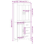 vidaXL Buffet haut Blanc 69 5x34x180 cm Bois d'ingénierie