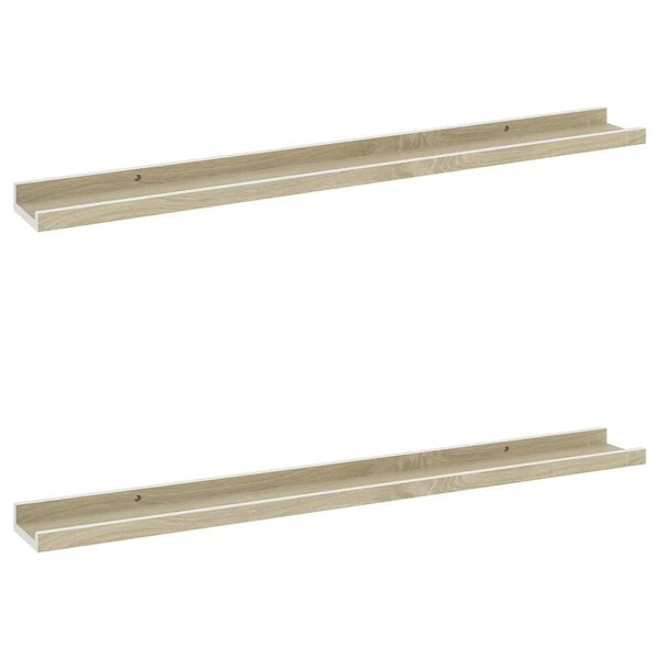 vidaXL Étagères murales 2 Pièces blanc et chêne sonoma 80x9x3 cm