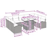 vidaXL Ensemble de canapé de jardin 10 pièces avec coussins noirs en rotin poly