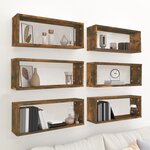 vidaXL Étagères murales cube 6 Pièces Chêne fumé 60x15x23 cm Bois