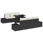 vidaXL Ensemble de canapé de jardin de 7 pièces avec coussins en poly rattan noir