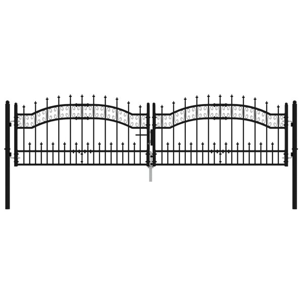 vidaXL Portail et sommet de lance Noir 305x120 cm Acier enduit poudre