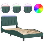 vidaXL Cadre de lit avec LED sans matelas vert foncé 90x190 cm velours
