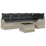 Canapé de jardin 6 pièces avec coussins Gris Poly Rattan