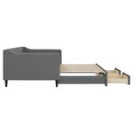 vidaXL Lit de jour avec gigogne et tiroirs gris foncé 90x200 cm tissu