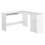 vidaXL Bureau d'angle en forme de L Blanc brillant Bois d'ingénierie