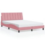 vidaXL Cadre de lit avec lumières LED rose 120x200 cm velours