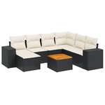 vidaXL Salon de jardin 8 Pièces avec coussins noir résine tressée