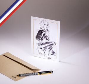 Carte simple magnifique créée et imprimée en france - femme en tailleur pantalon
