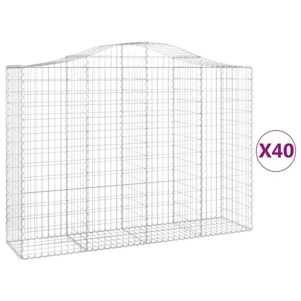 vidaXL Paniers à gabions arqués 40 Pièces 200x50x140/160 cm Fer galvanisé