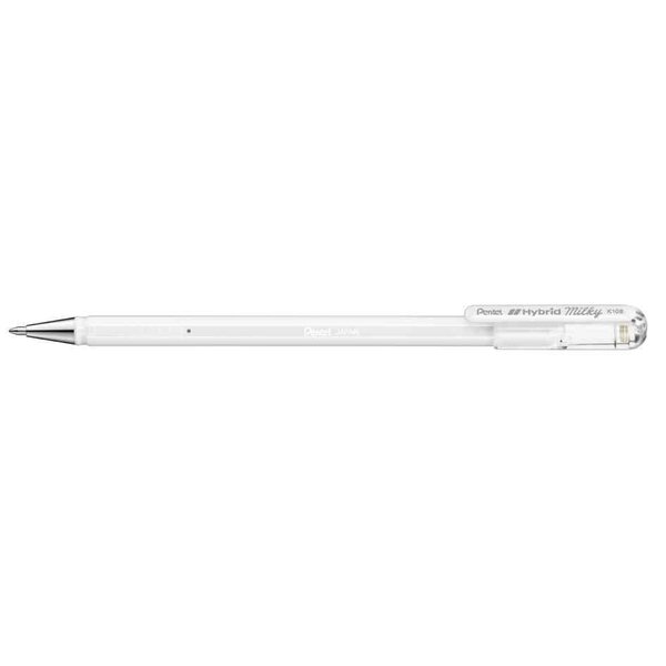 Stylo roller à encre gel hybrid milky pastel blanc x 12 pentel