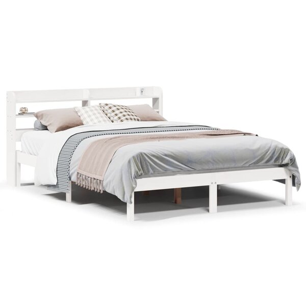 vidaXL Cadre de lit sans matelas blanc 150x200 cm bois de pin massif
