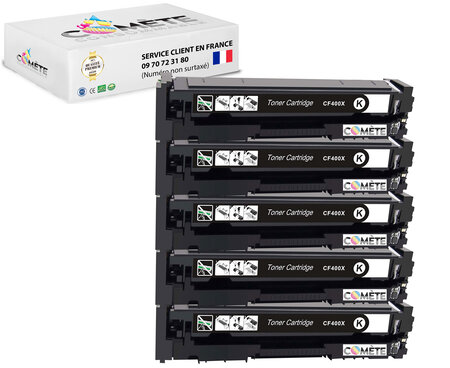 201 - 5 toners compatibles avec hp 201 cf400x noir 5bk